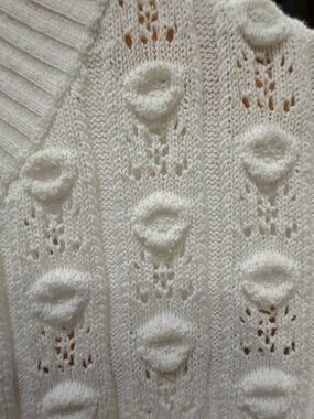 CHANEL Ivory Openwork Knit Short Sleeve Top